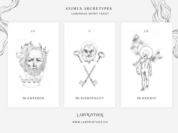 Anima and Animus Jungian Archetypes in the Tarot: Emperor, Hierophant and the Hermit from the Luminous Spirit Tarot