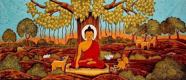 Buddha under the Bodhi tree, finding enlightenment - four of cups tarot symbols