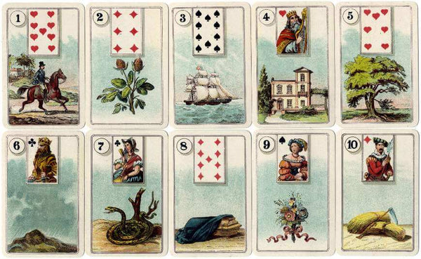 Some cards from the Gibson Lenormand, vintage Lenormand Cards