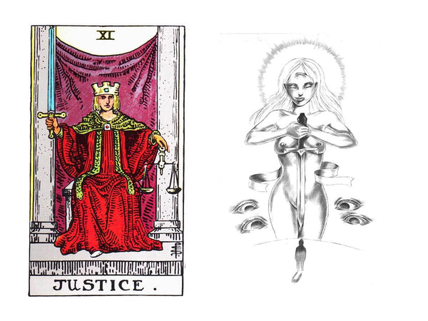 Justice tarot card meaning in the Rider Waite deck vs Luminous Spirit