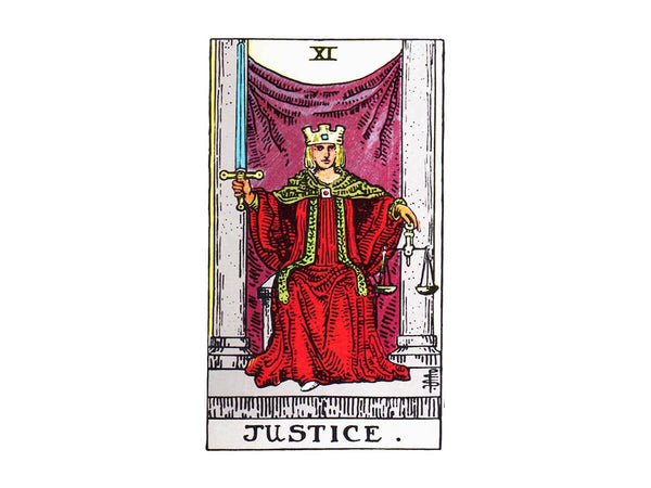 Justice tarot card meaning in the Rider Waite tarot deck
