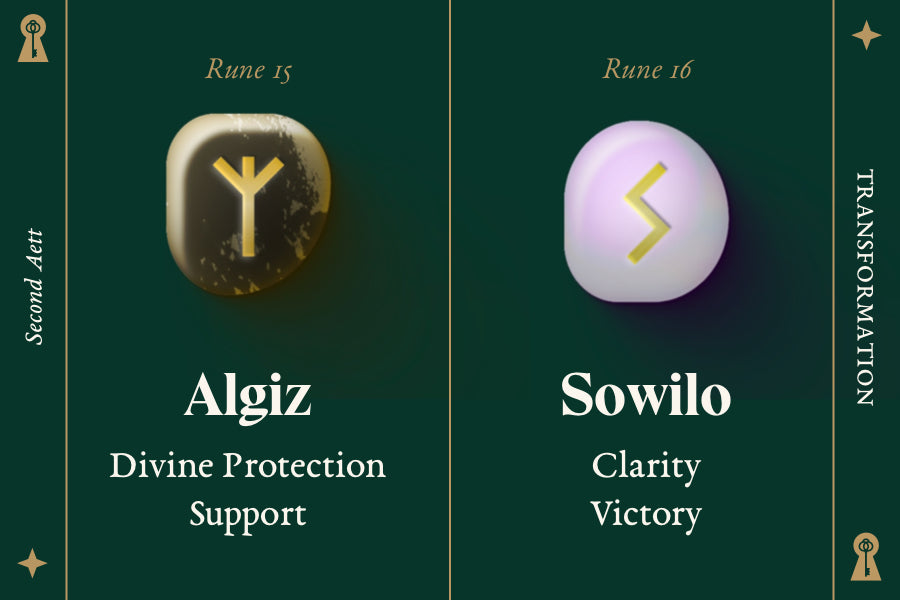 The Second Aett of Transformation: Elder Futhark Rune Meanings List - Algiz and Sowilo