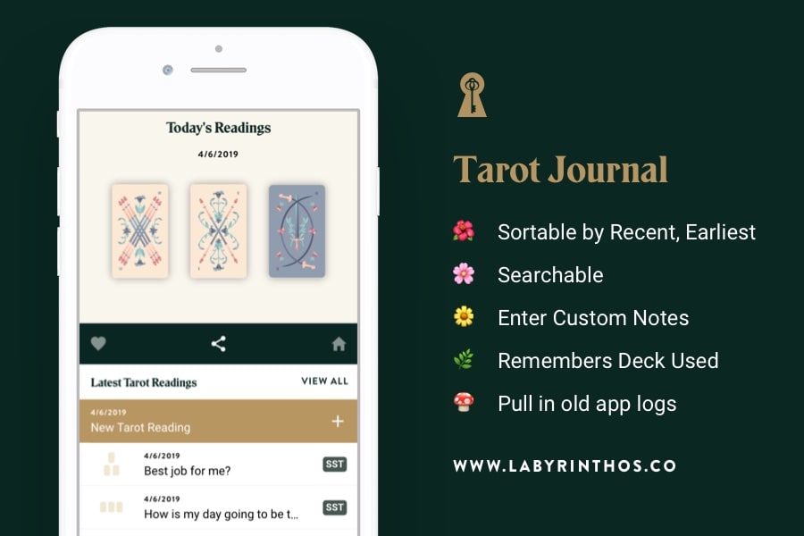 Labyrinthos Academy Tarot App Free Update - Tarot Journaling