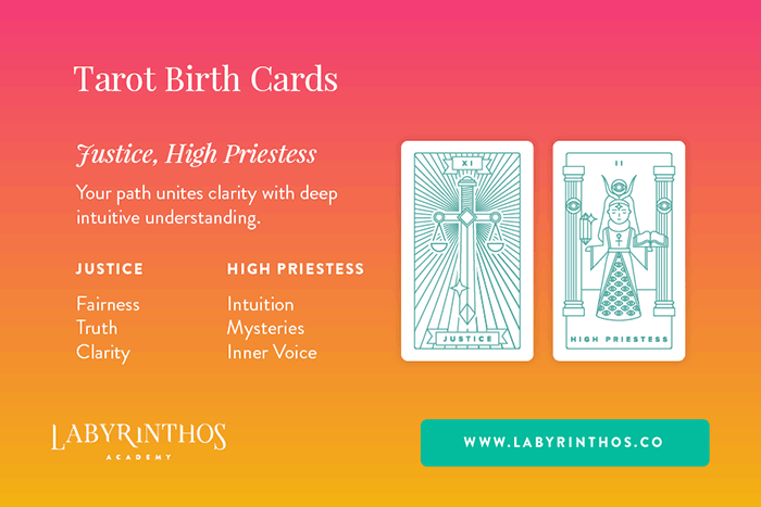 Justice and The High Priestess - Tarot Birth Card Meaning Revealed